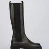 Stivale tacco 1 cm testa pelle