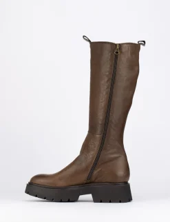 Stivale tacco 2 cm testa pelle