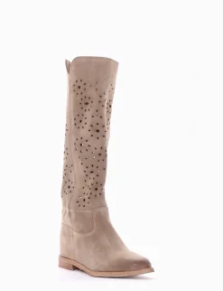 stivale tacco 2 cm tortora