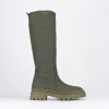 Stivale tacco 2 cm verde pelle