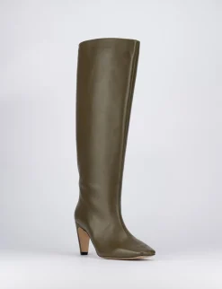 Stivale tacco 7 verde pelle