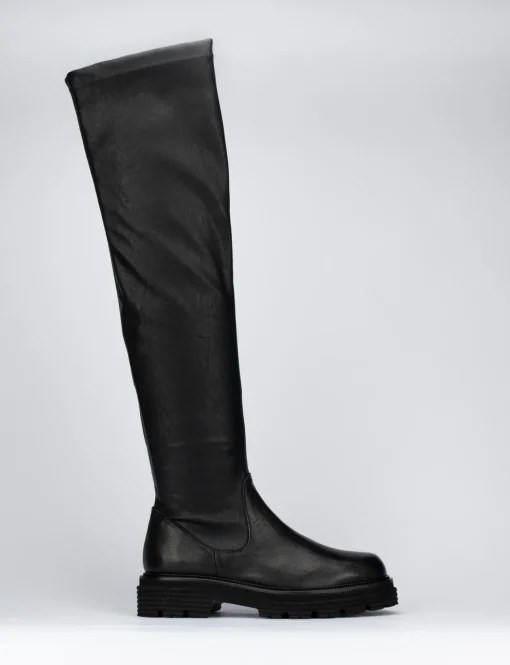 Stivale tacco 2cm nero pelle