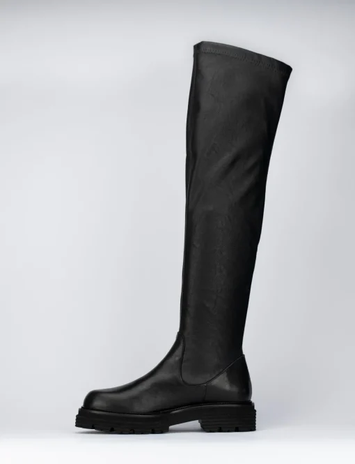Stivale tacco 2cm nero pelle