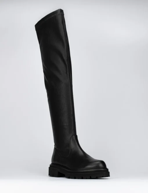 Stivale tacco 2cm nero pelle