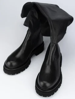 Stivale tacco 2cm nero pelle
