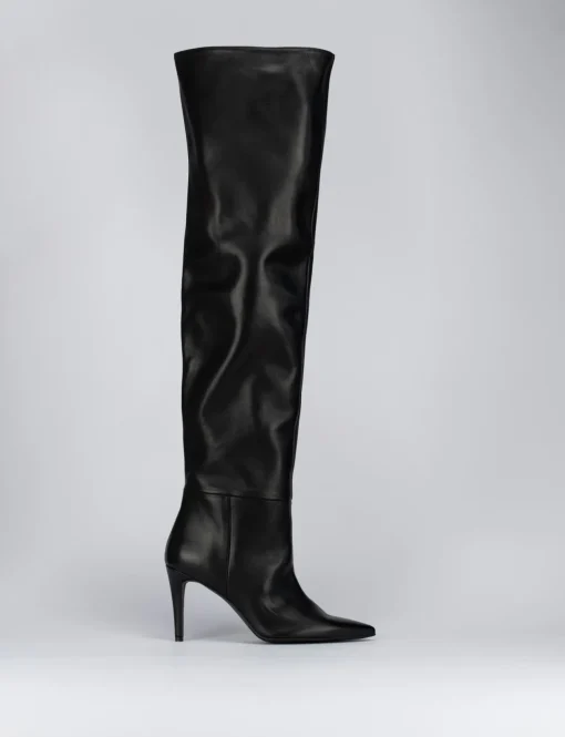 Stivale tacco 9cm nero pelle