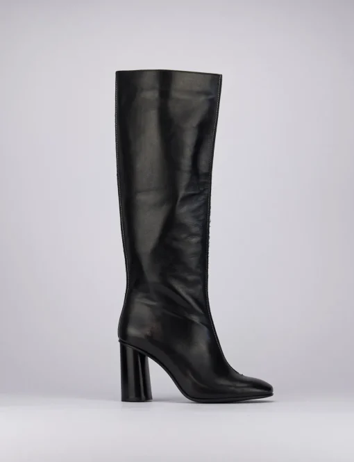 Stivale tacco 9cm nero pelle