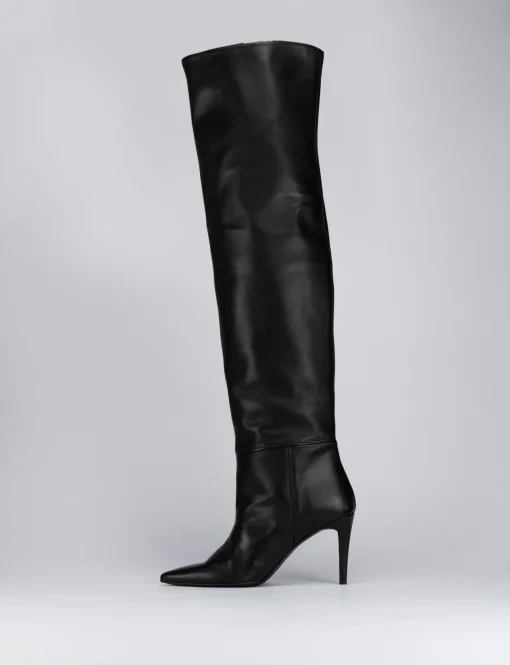 Stivale tacco 9cm nero pelle