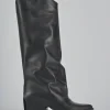 Stivale texano tacco 7 cm nero pelle