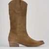 Stivale texano tacco 3 cm beige camoscio