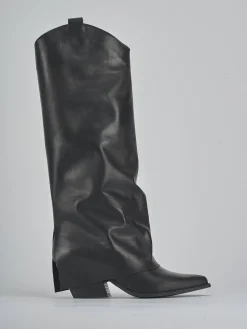 Stivale texano tacco 7 cm nero pelle