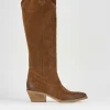 Stivale texano tacco 4 cm marrone camoscio