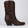 Stivale texano tacco 5 cm marrone pelle