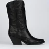 Stivale texano tacco 5 cm nero pelle