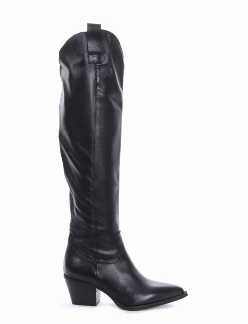 stivale texano tacco 5 cm nero