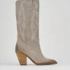 Stivale texano tacco 7 cm beige camoscio