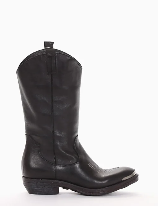 stivale texano tacco 2 cm nero