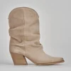 Stivale texano tacco 8 cm beige camoscio