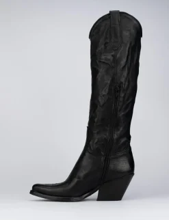 Stivale texano tacco 5 cm nero pelle