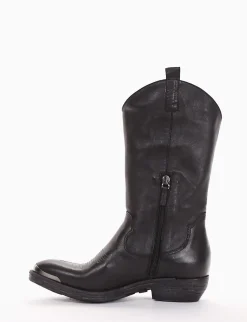 stivale texano tacco 2 cm nero