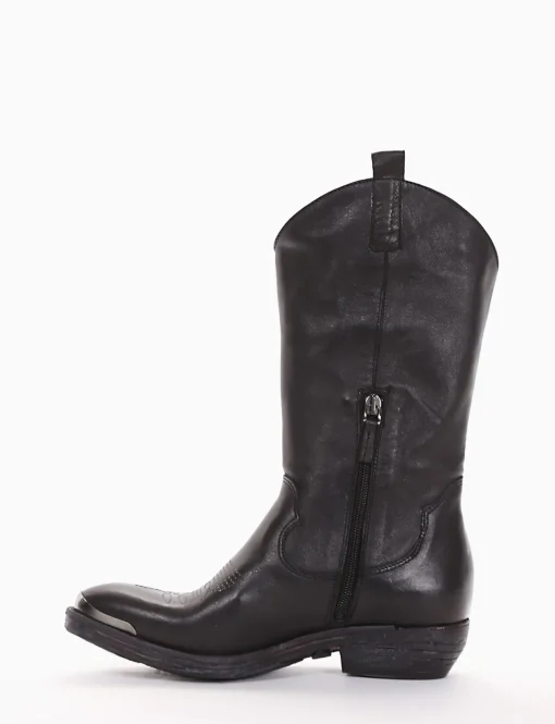 stivale texano tacco 2 cm nero