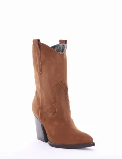 stivale texano tacco 7 cm cuoio