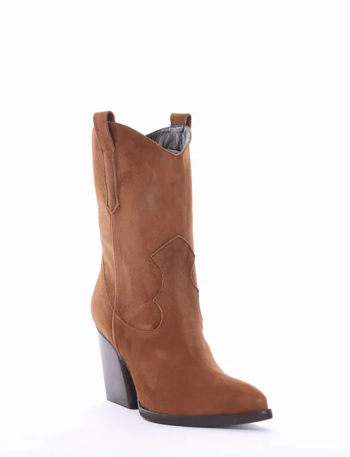 stivale texano tacco 7 cm cuoio