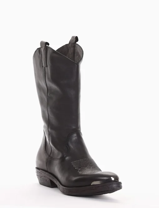 stivale texano tacco 2 cm nero