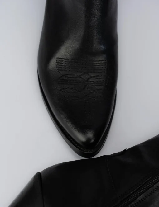 Stivale texano tacco 5 cm nero pelle