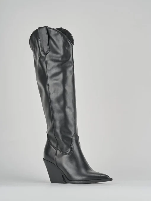 Stivale texano tacco 8cm nero pelle