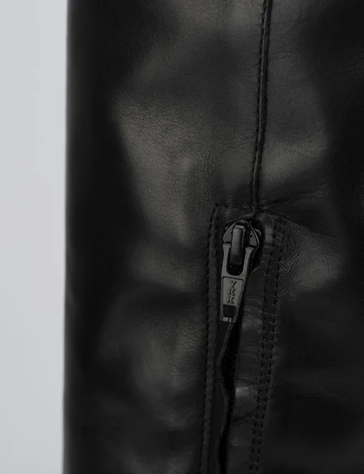 Stivale texano tacco 9cm nero pelle