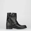 Stivale tronchetto biker tacco 3 cm nero