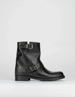 Stivale tronchetto biker tacco 3 cm nero