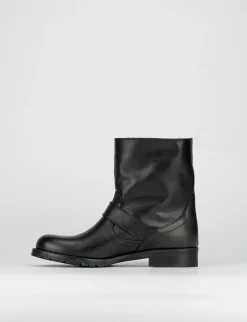 Stivale tronchetto biker tacco 3 cm nero