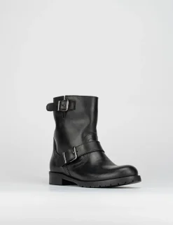 Stivale tronchetto biker tacco 3 cm nero