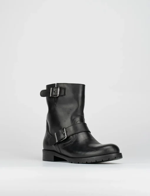 Stivale tronchetto biker tacco 3 cm nero