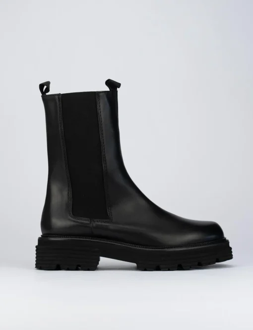 Stivale tronchetto chelsea tacco 2 cm nero pelle