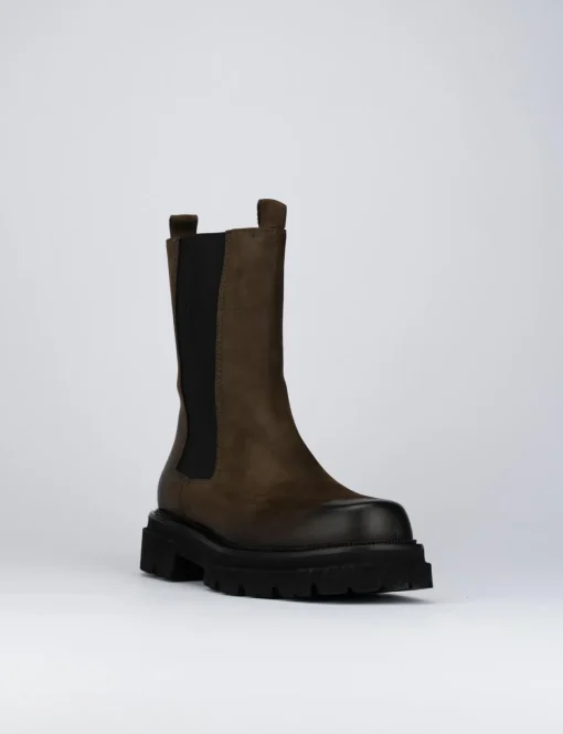 Stivale tronchetto chelsea tacco 2 cm testa nabuk