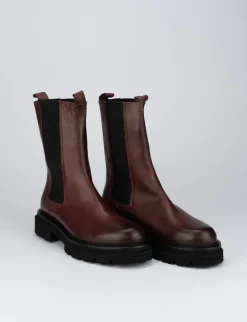 Stivale tronchetto chelsea tacco 2 cm bordo' pelle