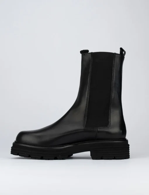 Stivale tronchetto chelsea tacco 2 cm nero pelle