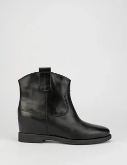 Stivale tronchetto tacco 2 cm con zeppa interna 3cm nero
