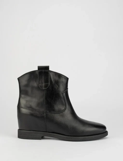 Stivale tronchetto tacco 2 cm con zeppa interna 3cm nero