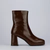 Stivale tronchetto tacco 6 cm testa pelle