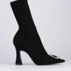 Stivale tronchetto tacco 9 cm nero licra
