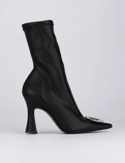 Stivale tronchetto tacco 9 cm nero pelle