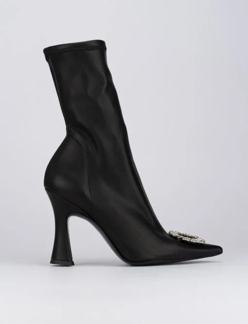 Stivale tronchetto tacco 9 cm nero pelle