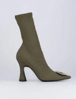 Stivale tronchetto tacco 9 cm verde licra