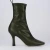 Stivale tronchetto tacco 8 cm verde pelle