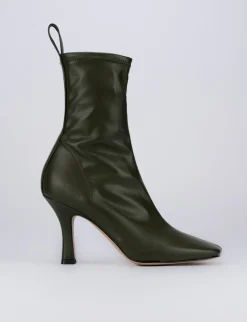 Stivale tronchetto tacco 8 cm verde pelle