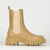 Stivale tronchetto tacco 3 cm beige pelle